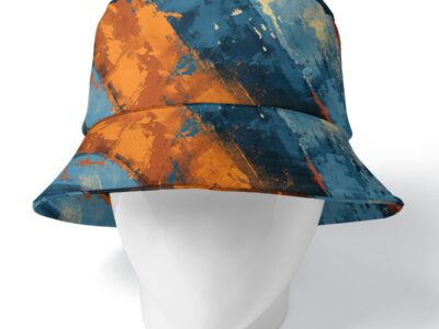 bucket hat - queens blue/orange rallyprint