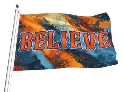 BELIEVE - rally flag queens blue/orange