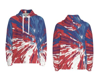 men’s thermal waffle half button pullover hoodie - los angeles red/blue/white