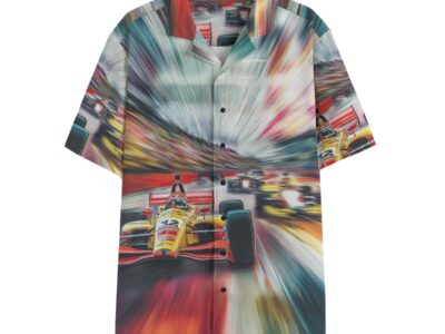 men’s hawaiian shirt – indy black/white/red