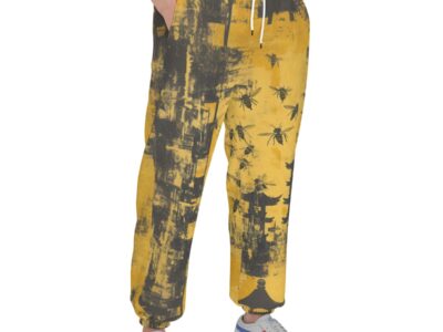 men’s thermal waffle tapered sweatpants - killer bees shaolin/black/yellow