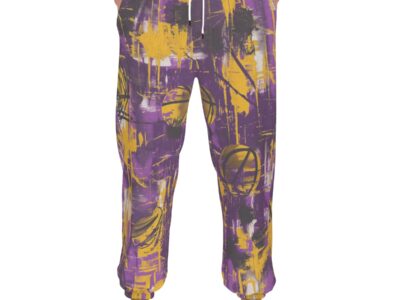 men’s thermal waffle tapered sweatpants - los angeles purple/gold graffiti