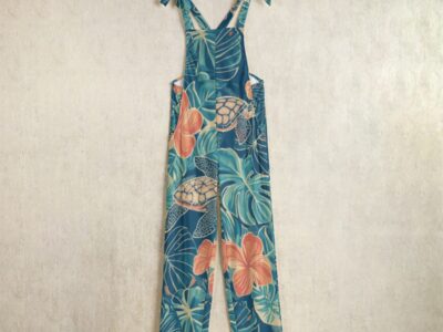 women’s rally jumpsuit - rarotonga turtle reef – lagoon teal/coral/sand